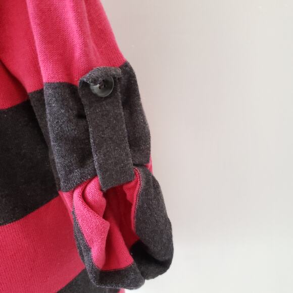 Caslon Tunic Sweater Striped Pink Gray Roll Tab S - Picture 6 of 10